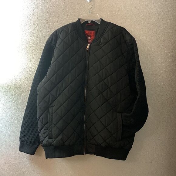 FALCON Nero quilted bomber jacket full zip front mix Media pockets lined men 3XL - Picture 12 of 12